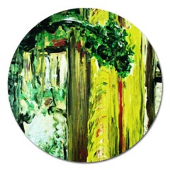 Old Tree And House With An Arch 8 Magnet 5  (round) by bestdesignintheworld