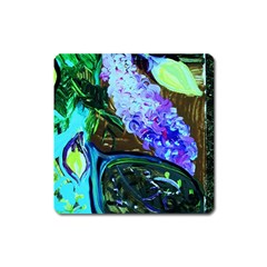 Lilac And Lillies 1 Square Magnet by bestdesignintheworld