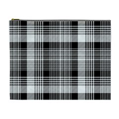 Black White Plaid Checked Seamless Pattern Cosmetic Bag (xl)