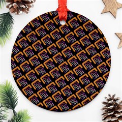 Abstract Orange Geometric Pattern Ornament (round) by Vaneshart