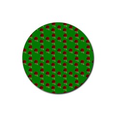 Rose In Green Rubber Round Coaster (4 Pack)  by snowwhitegirl