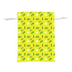 Green Elephant Pattern Yellow Lightweight Drawstring Pouch (l) by snowwhitegirl