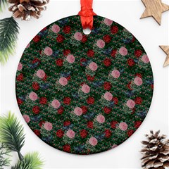 Dark Floral Butterfly Teal Bats Lip Green Round Ornament (two Sides) by snowwhitegirl