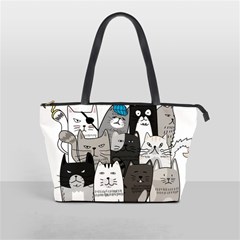 Cute Cat Hand Drawn Cartoon Style Classic Shoulder Handbag by Vaneshart