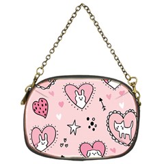 Cartoon Cute Valentines Day Doodle Heart Love Flower Seamless Pattern Vector Chain Purse (one Side)