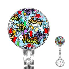 Graffiti Characters Seamless Patternm Stainless Steel Nurses Watch by Nexatart