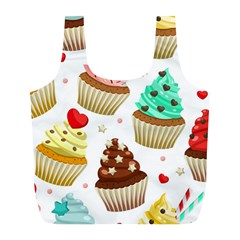 Seamless Pattern Yummy Colored Cupcakes Full Print Recycle Bag (l) by Nexatart