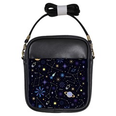 Starry Night  Space Constellations  Stars  Galaxy  Universe Graphic  Illustration Girls Sling Bag by Nexatart