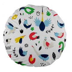 Vector Set Isolates With Cute Birds Scandinavian Style Large 18  Premium Round Cushions by Vaneshart