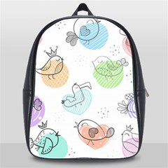 Cartoon Bird Cute Doodle Bird School Bag (xl) by Vaneshart