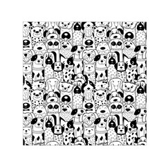 Seamless Pattern With Black White Doodle Dogs Small Satin Scarf (square) by Vaneshart