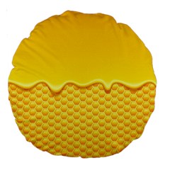 Sweet Honey Drips With Honeycomb Large 18  Premium Round Cushions by Vaneshart