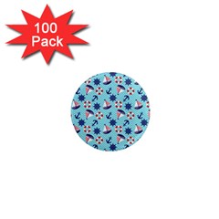 Seamless Pattern Nautical Theme 1  Mini Magnets (100 Pack)  by Wegoenart