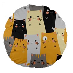 Seamless Pattern Cute Cat Cartoons Large 18  Premium Round Cushions by Vaneshart