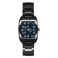 Monster Alien Pattern Seamless Background Stainless Steel Barrel Watch by Vaneshart