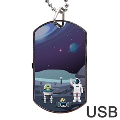 Alien Astronaut Scene Dog Tag Usb Flash (two Sides) by Vaneshart