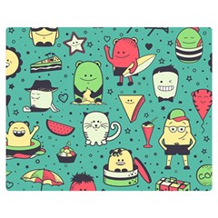 Seamless Pattern With Funny Monsters Cartoon Hand Drawn Characters Unusual Creatures Double Sided Flano Blanket (medium)  by Vaneshart