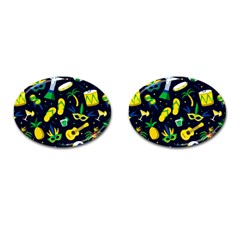 Seamless Brazilian Carnival Pattern With Musical Instruments Cufflinks (oval) by Vaneshart