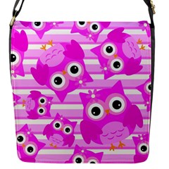 Pink Owl Pattern Background Flap Closure Messenger Bag (s) by Vaneshart