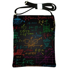 Mathematical Colorful Formulas Drawn By Hand Black Chalkboard Shoulder Sling Bag by Vaneshart