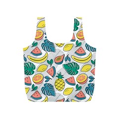 Seamless Pattern Tropical Fruit Banana Watermelon Papaya Lemon Orange Monstera Full Print Recycle Bag (s) by Vaneshart