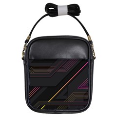 Gradient Geometric Shapes Dark Background Girls Sling Bag by Vaneshart