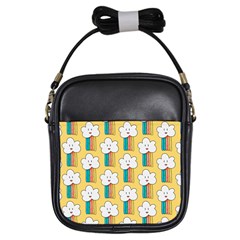 Smile Cloud Rainbow Pattern Yellow Girls Sling Bag by Vaneshart