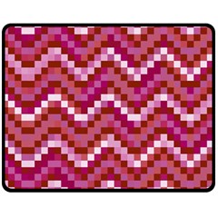 Lesbian Pride Pixellated Zigzag Stripes Double Sided Fleece Blanket (medium)  by VernenInk