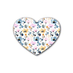 Watercolor Floral Seamless Pattern Heart Coaster (4 Pack)  by TastefulDesigns