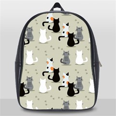 Cute Cat Seamless Pattern School Bag (large) by Vaneshart