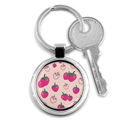 Seamless-strawberry-fruit-pattern-background Key Chain (round) by Vaneshart