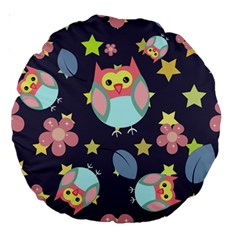 Owl Stars Pattern Background Large 18  Premium Round Cushions by Vaneshart