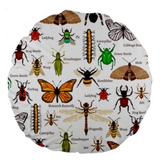 Insects Seamless Pattern Large 18  Premium Round Cushions by Vaneshart