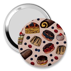 Seamless-pattern-with-sweet-cakes-berries 3  Handbag Mirrors by Vaneshart