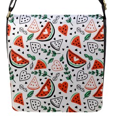 Seamless-vector-pattern-with-watermelons-mint Flap Closure Messenger Bag (s) by Vaneshart