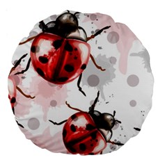 Ladybugs-pattern-texture-watercolor Large 18  Premium Round Cushions by Vaneshart