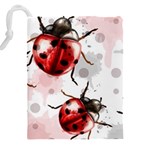 Ladybugs-pattern-texture-watercolor Drawstring Pouch (5XL) Back