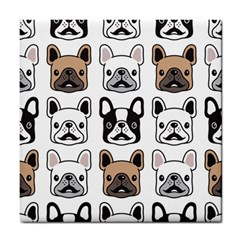 Dog French Bulldog Seamless Pattern Face Head Tile Coaster by BangZart