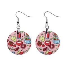 Tomato Seamless Pattern Juicy Tomatoes Food Sauce Ketchup Soup Paste With Fresh Red Vegetables Mini Button Earrings by BangZart