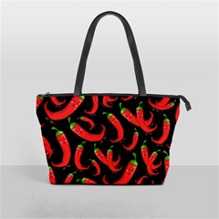 Seamless Vector Pattern Hot Red Chili Papper Black Background Classic Shoulder Handbag by BangZart