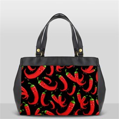 Seamless Vector Pattern Hot Red Chili Papper Black Background Oversize Office Handbag by BangZart