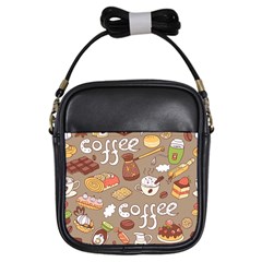 Vector Seamless Pattern With Doodle Coffee Equipment Girls Sling Bag by BangZart