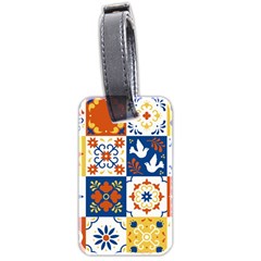 Mexican Talavera Pattern Ceramic Tiles With Flower Leaves Bird Ornaments Traditional Majolica Style Luggage Tag (two Sides) by BangZart