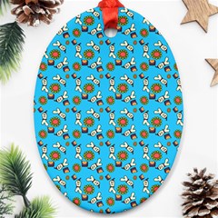 Clown Ghost Pattern Blue Oval Ornament (two Sides) by snowwhitegirl