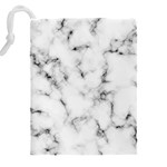 White faux marble texture  Drawstring Pouch (5XL) Back