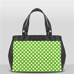 Pastel green lemon, white polka dots pattern, classic, retro style Oversize Office Handbag Front