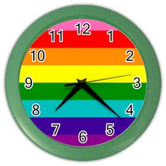 Original 8 Stripes Lgbt Pride Rainbow Flag Color Wall Clock by yoursparklingshop