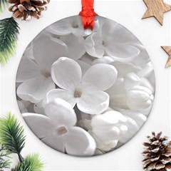 White Floral Round Ornament (two Sides) by Sparkle