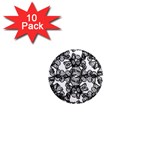 Stylized Botanical Motif Black And White Print 1  Mini Magnet (10 pack)  Front