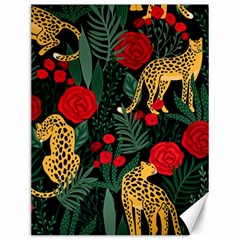 Seamless-pattern-with-leopards-and-roses-vector Canvas 12  X 16  by Sobalvarro